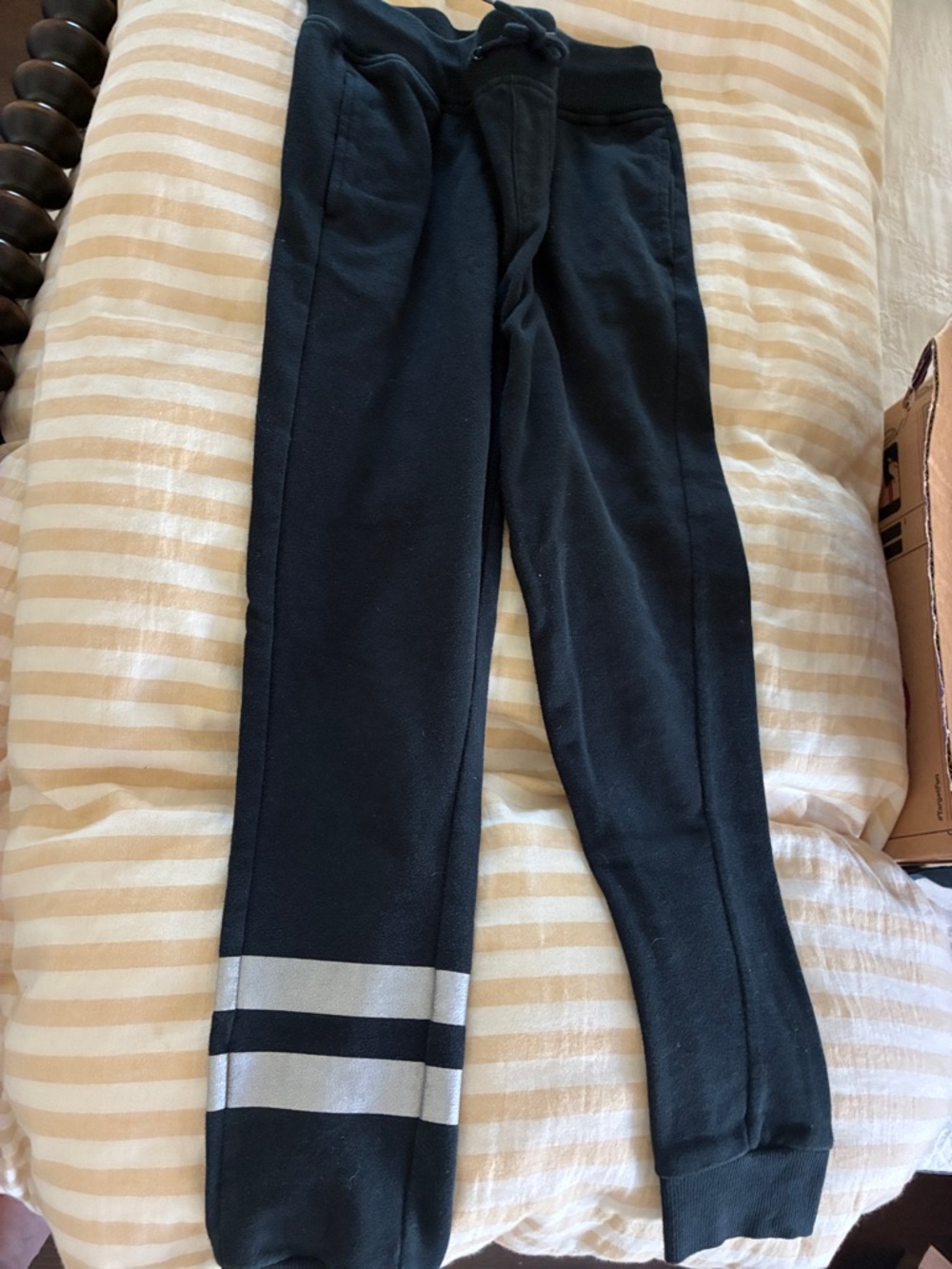 Ideology Black Kids Sweatpants with Reflective Silver Stripes S